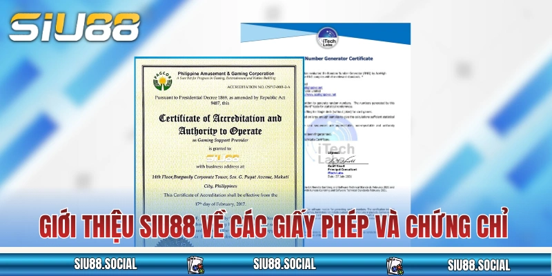 Giới Thiệu SIU88 Về Pháp Lý, Bảo Mật Và Sứ Mệnh Cốt Lõi 1 Giới thiệu SIU88 về các giấy phép và chứng chỉ