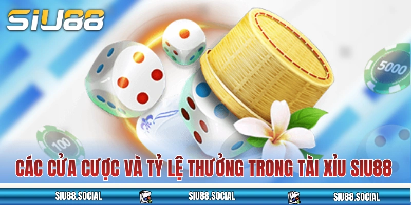 Các cửa cược và tỷ lệ thưởng trong tài xỉu SIU88
